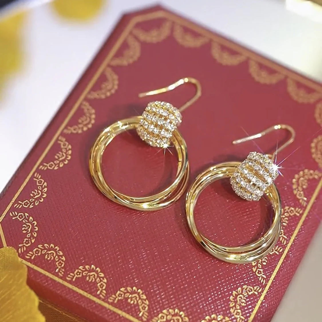 Multilayer diamond earrings(24k gold plated)