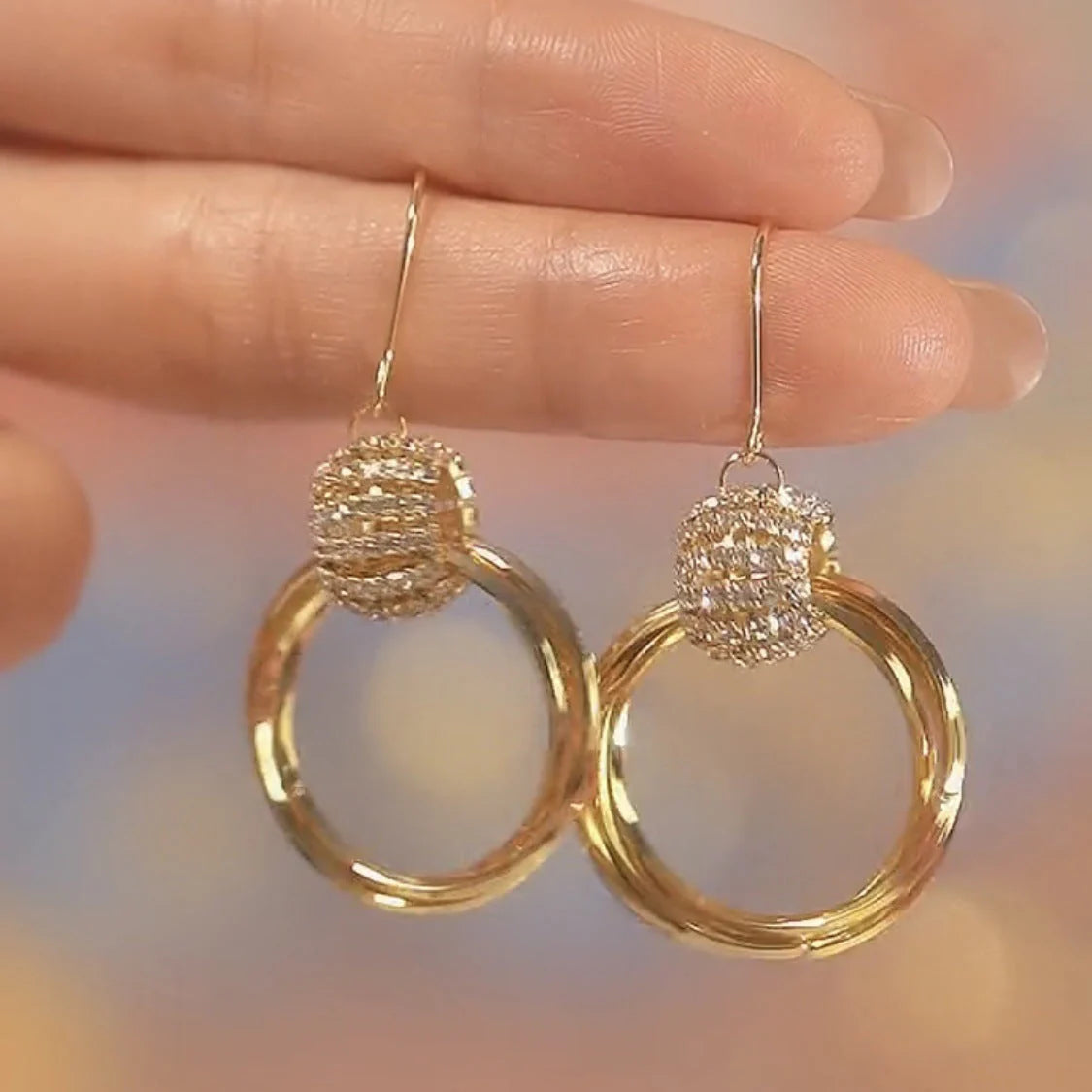 Multilayer diamond earrings(24k gold plated)