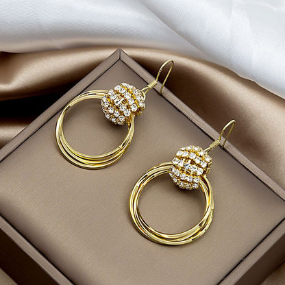 Multilayer diamond earrings(24k gold plated)