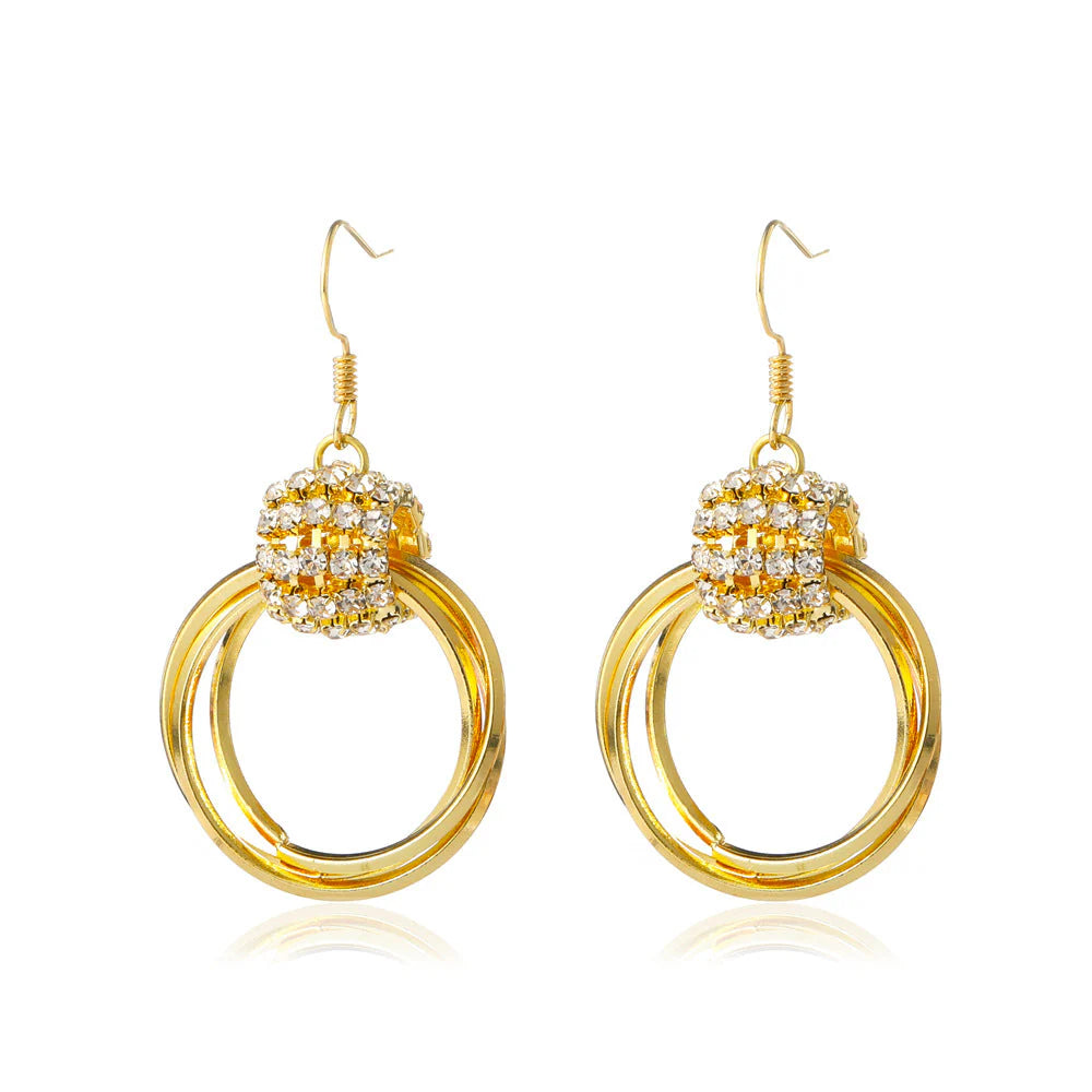 Multilayer diamond earrings(24k gold plated)