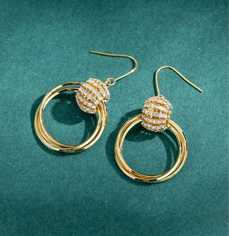 Multilayer diamond earrings(24k gold plated)