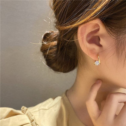 Diamond Zircon Studs S925 Sterling Silver Earrings (18K Gold Plated)