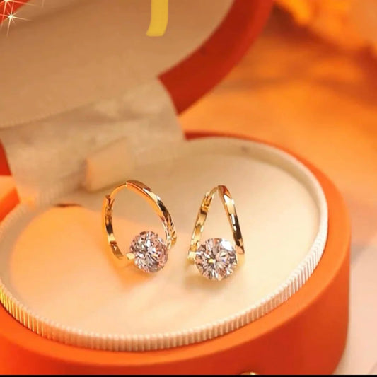 Diamond Zircon Studs S925 Sterling Silver Earrings (18K Gold Plated)