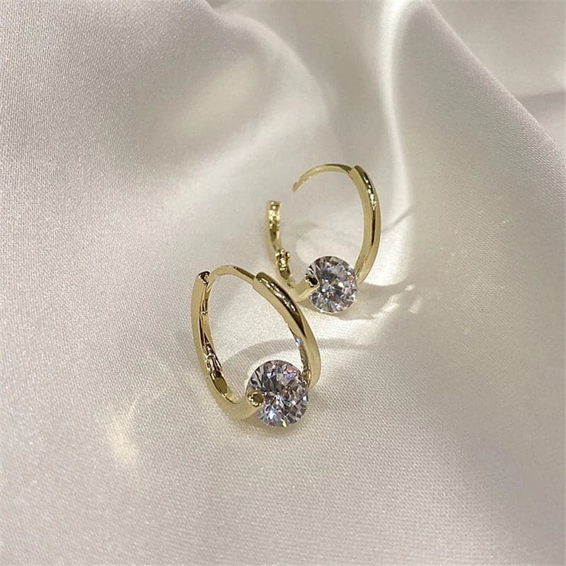 Diamond Zircon Studs S925 Sterling Silver Earrings (18K Gold Plated)